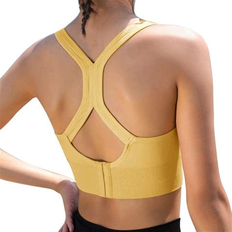 Shujin Sports Bra Strong Support Without Underwire Padded Crossed Back