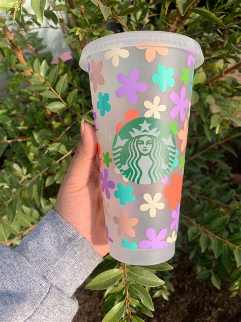 Flower Power Starbucks Cup Floral Starbucks Cup Spring Daisy Etsy