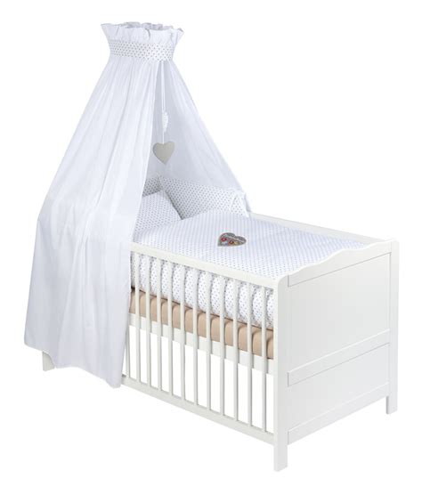 Bettwäsche, himmel, himmelstange, nestchen & matratze weiß. Julius Zöllner Baby Bett Set Zuckerschnute - 100% Baumwolle