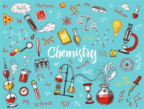 Premium Vector Chemistry Of Icons Set Chalkboard With Elements
