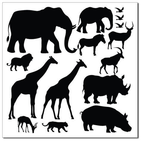 Safari Silhouette Pack Wall Sticker Animals Cute Creatures Etsy