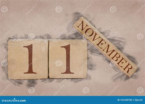 November 11th Day 11 Of Month Calendar In Handmade Sketch Style