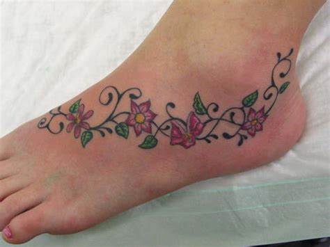 Information And Technology Flower Foot Tattoos