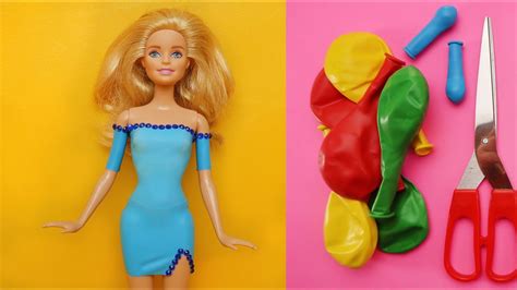 Barbie Doll Hacks And Crafts Diy Barbie Dresses With Balloons Easy No Sew Clothes For Barbies