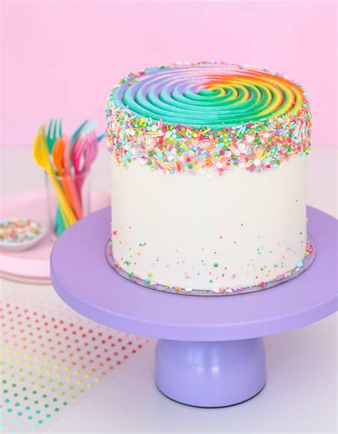 Swirly Rainbow Cake Tutorial With Upside Down Sprinkles