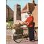 Postman With Bicycle By An Old Milestone Denmark