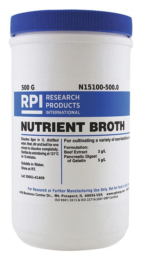 Rpi Nutrient Broth Powder 500 G 1 Ea 31ga77n15100 5000 Grainger
