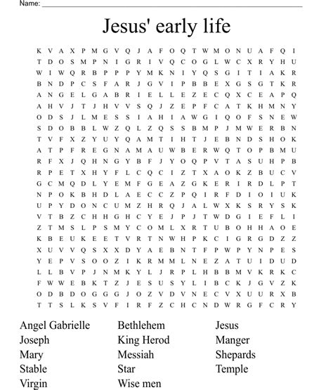Jesus Early Life Word Search Wordmint