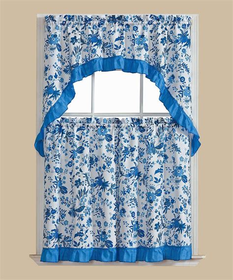 Take A Look At This Blue And White Lydia Kitchen Curtain Set