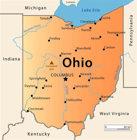 Ohio Mapa Ilustracja Wektor Ilustracja Złożonej Z Appalachian 30152305
