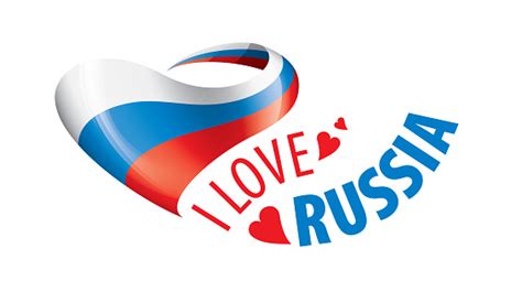 The National Flag Of The Russia And The Inscription I Love Russia Vector Illustration Stock