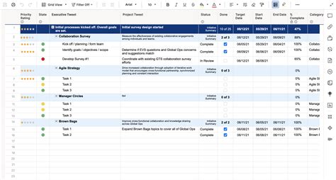 Initiative Tracker Template Smartsheet