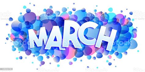 The Word March On A Blue Abstract Background Stock Illustration