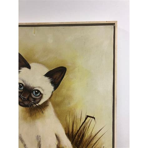 Vintage Mid Century Modern Siamese Cat Oil Painting Chairish