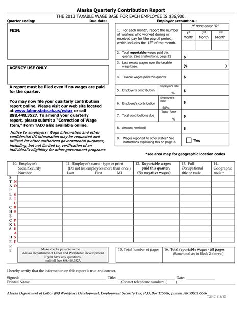 Alaska Quarterly Contribution Report Pdf Form Formspal