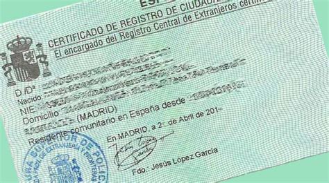 El Certificado De Registro De Ciudadano De La Uni N