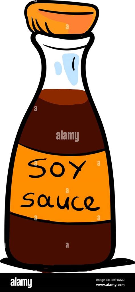 Bottle Of Soy Sauce Illustration Vector On White Background Stock