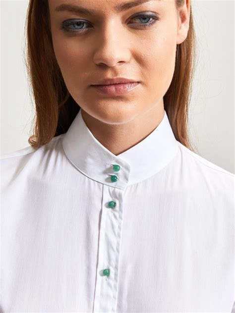 Cotton Shirt With Mandarin Collar Mandarin Collar Shirt Women