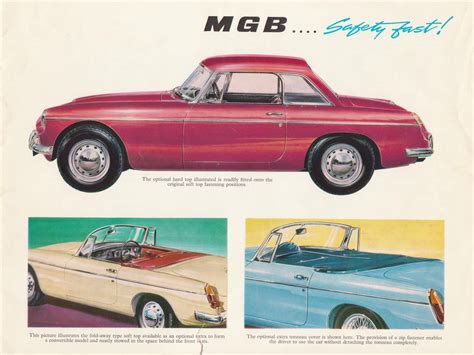 1967 MG MGB Roadster Brochure Tops Available 1967 MGB GT