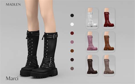 Madlen — Madlen Marci Boots Leather Flat Knee High Boots Sims 4