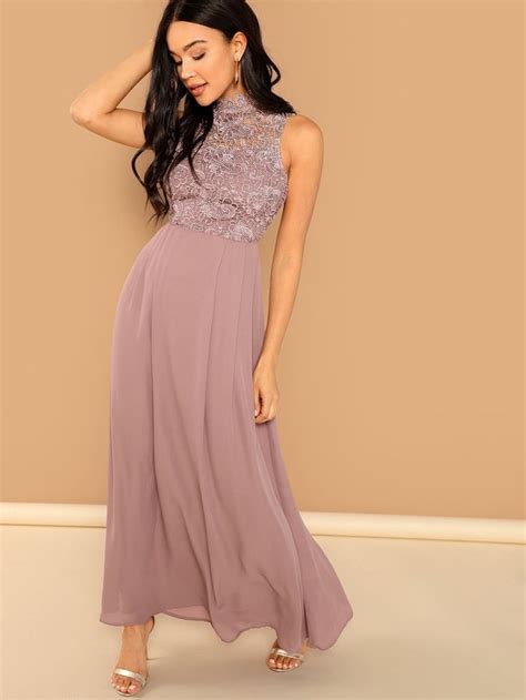 Guipure Lace Top Maxi Prom Dress Shein Usa Maxi Dress Prom Maxi