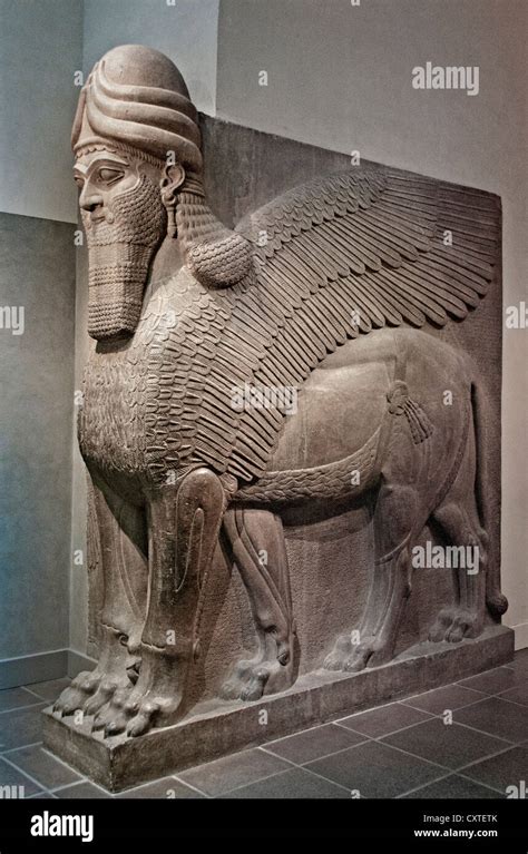 Statue Winged Lion Human Face North West Royal Palace Of Ashurnasirpal