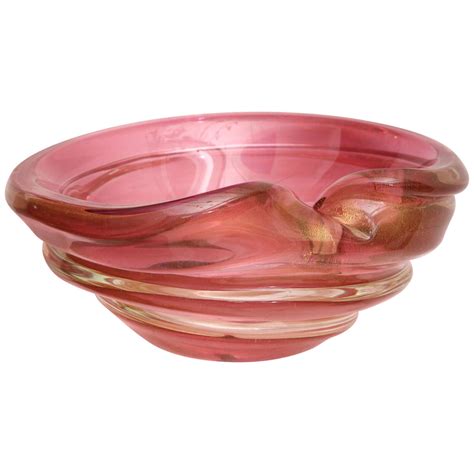 Large Murano Glass Bowl With Gold Leaf Inclusions At 1stdibs