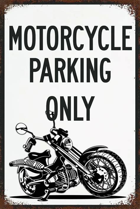 Motorcycle Parking Only Tin Sign Wall Art Vintage Man Cave Bar Shop