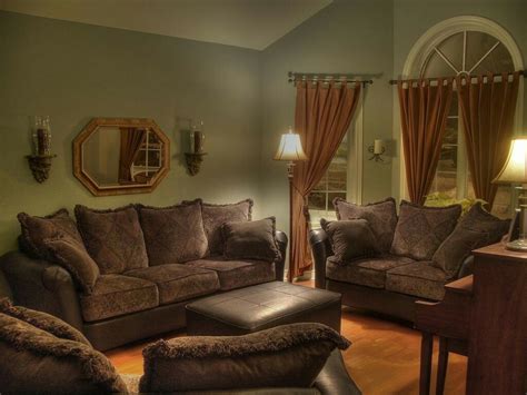Sage Green Walls Chocolate Couches Peanut Butter Drapes Black