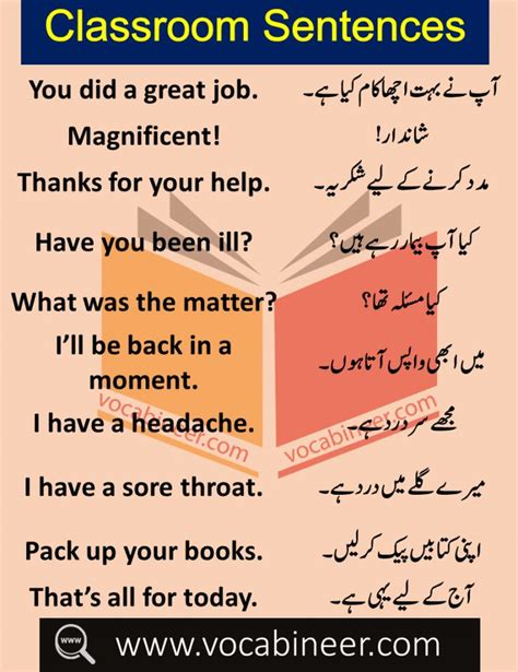Daily Use Sentences In Classroom With Urdu Translation English