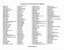 Print Countries of the World List – Free Printable