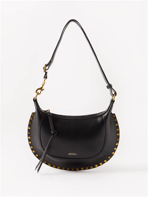 Black Oskan Moon Leather Shoulder Bag Isabel Marant Matches Uk