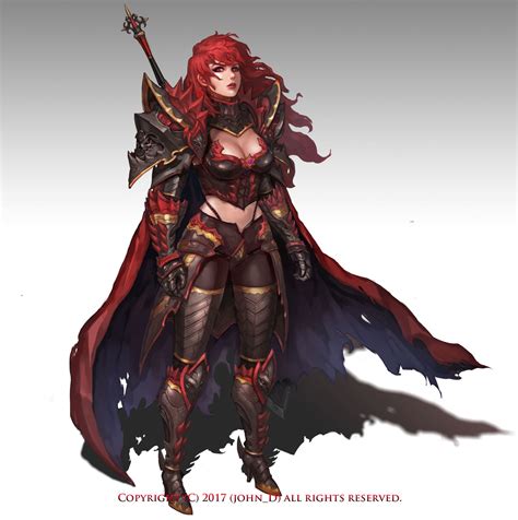 Artstation Red Knight Hanyong Kim Fantasy Female Warrior Female