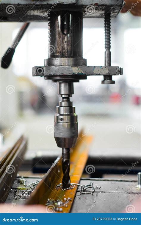 Industrial Engineer Using A Mechanical Drill Machine Stock Image