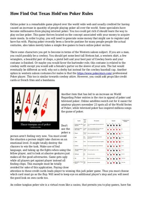 Texas Holdem Rules Of Play