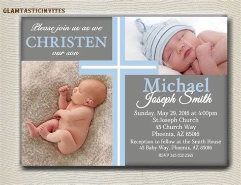 Baby Dedication Invitation Template Christening Invitation Boy