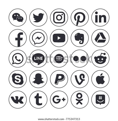 Collection Popular Social Media Icons Stock Photo 775347313 Shutterstock