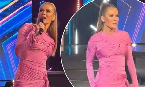 Amanda Holden Suffers Wardrobe Malfunction As Mic Falls Down Her Dress At Britains Got Talent