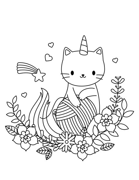 Unicorn Cat Printable Coloring Book 27 Pages Etsy UK