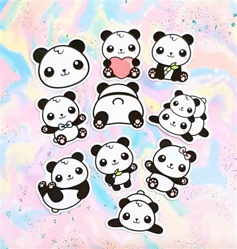 30 Pack Paper Kawaii Panda Bear Stickers Etsy
