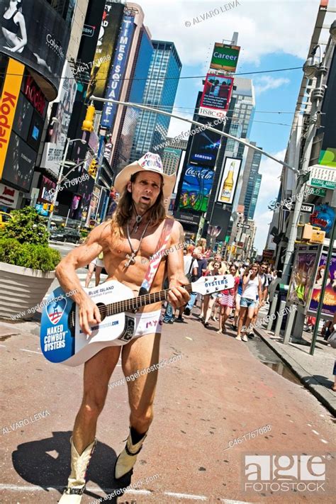 Naked Cowbabe Times Square Manhattan New York City USA Stock Photo Picture And Rights