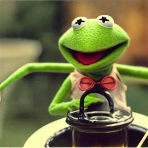 Kermit The Frog Smoking Out Of A Bong In The Movie Stable Diffusion