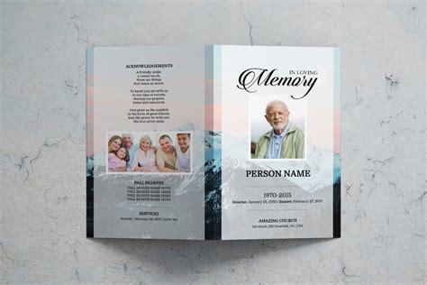 Mountain Funeral Program Template Printable Funeral Etsy