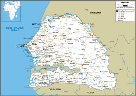 Large Size Road Map Of Senegal Worldometer