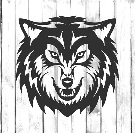 Growling Tribal Wolf Head