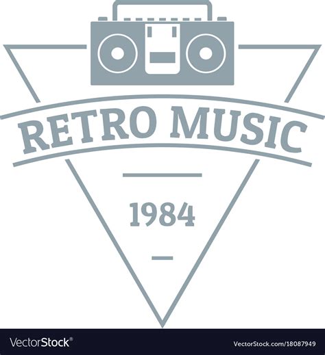 Retro music logo simple gray style Royalty Free Vector Image