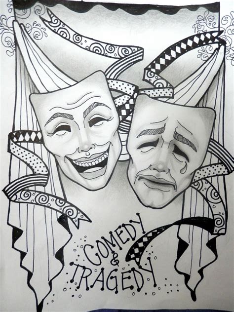 Comedy And Tragedy Comedy And Tragedy Masks Art Mask Drawing