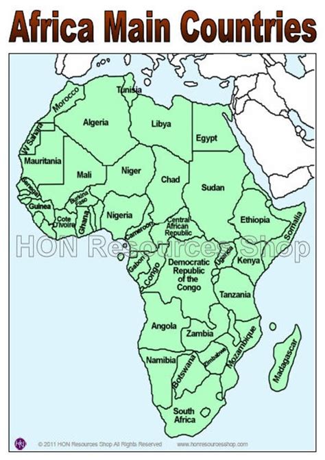 Items Similar To Africa Main Countries Map Printable Poster On Etsy