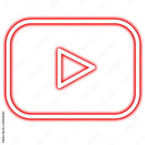 Red Play Button Iconneon Glossy Light Icon Of Play Button As In