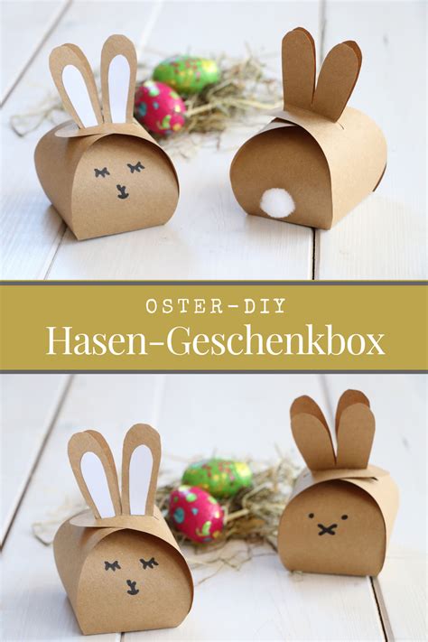 Ostern steht vor der tür und ihnen fehlt noch etwas deko? Oster-DIY: Hasen-Schachtel falten (inkl. Freebie) (mit Bildern) | Geschenkbox basteln, Ostern ...